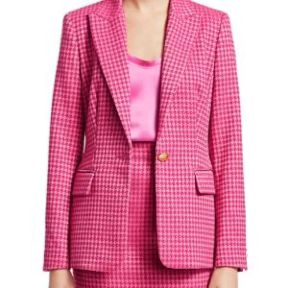 Escada Pink Houndstooth Blazer - Picture 1 of 10